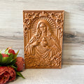 Sacred Heart of Mary Wooden Plaque apprx 6.5" x 9.5"