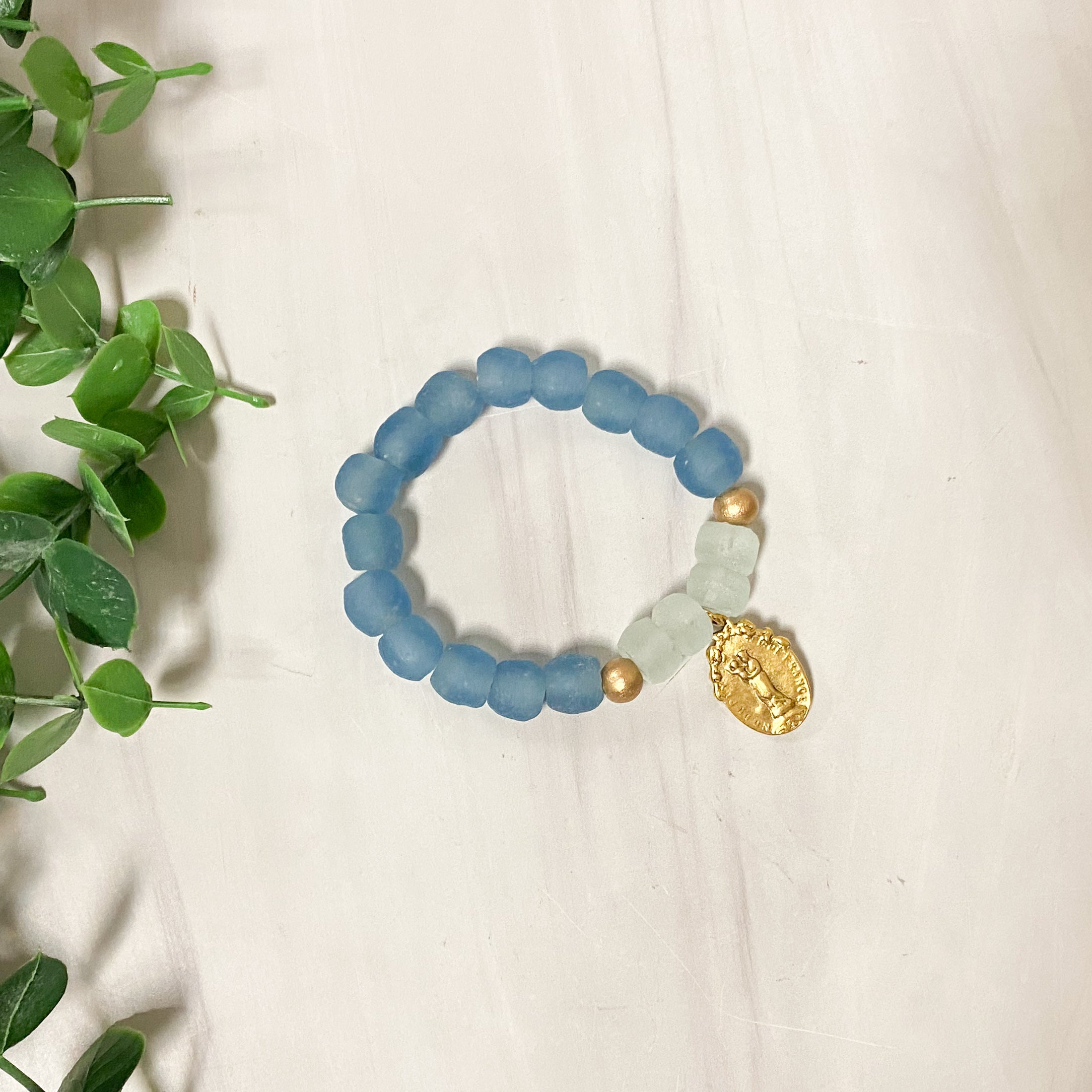 Medal Sea Glass Bracelet