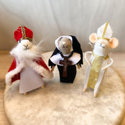 6"H Wool Felt Bishop/Nun/Pope/Mouse Ornament, 3 Styles
