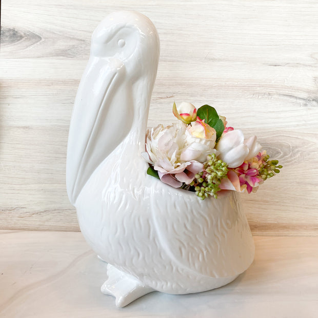 White Ceramic Pelican Planter