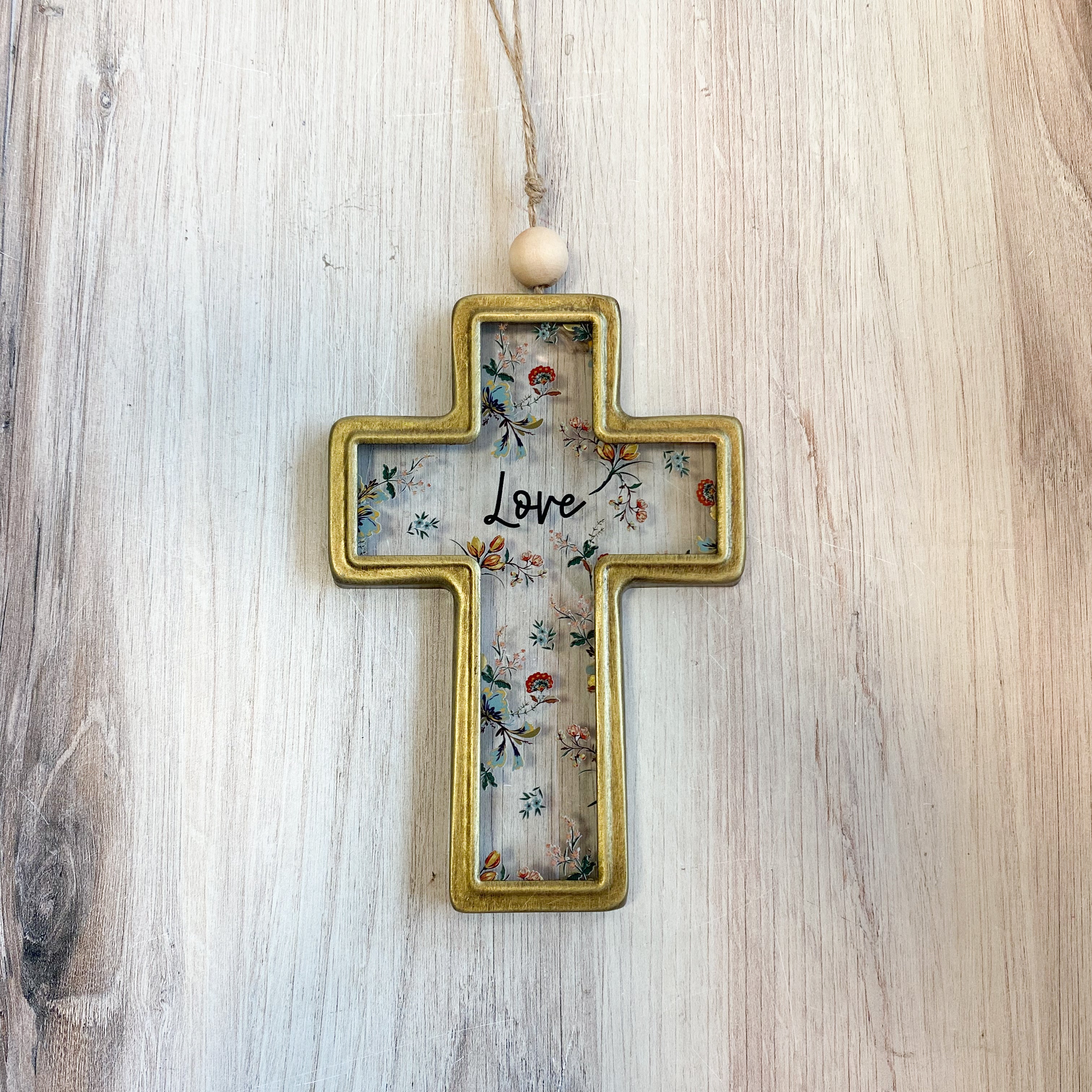 Floral Cross Ornament - Love / Hope / Faith