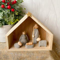 Nativity, St/6, Concrete/Wood, Figures: 1.5"-4", Creche: 6.75" x 7.5"