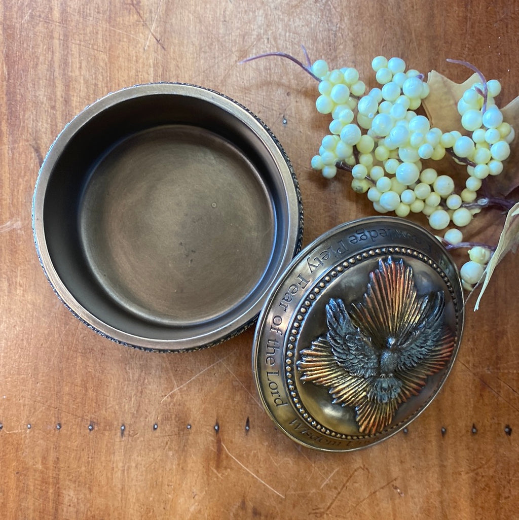 Holy Spirit Box in Cold Cast Bronze 4" dia