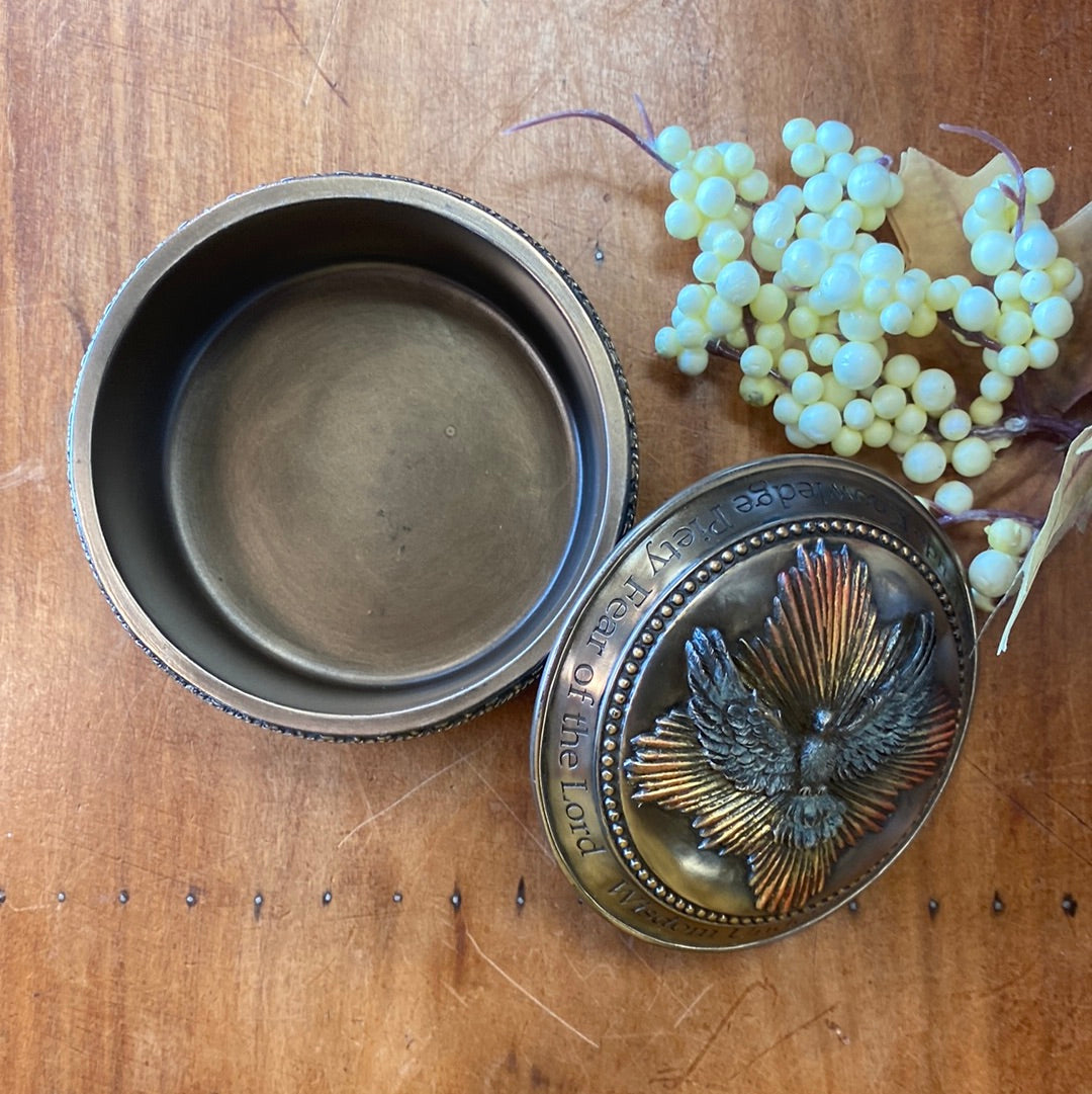 Holy Spirit Box in Cold Cast Bronze 4" dia