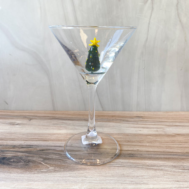 4"Rd x6-1/4"H Martini Glass Holiday Icon Inside, 8 Styles