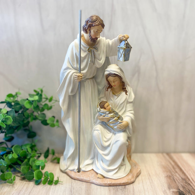 13.5" Ivory and Silver Holy Family
