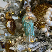 6"H Hand-Painted Glass Mary Ornament w/ Glitter, Multi Color