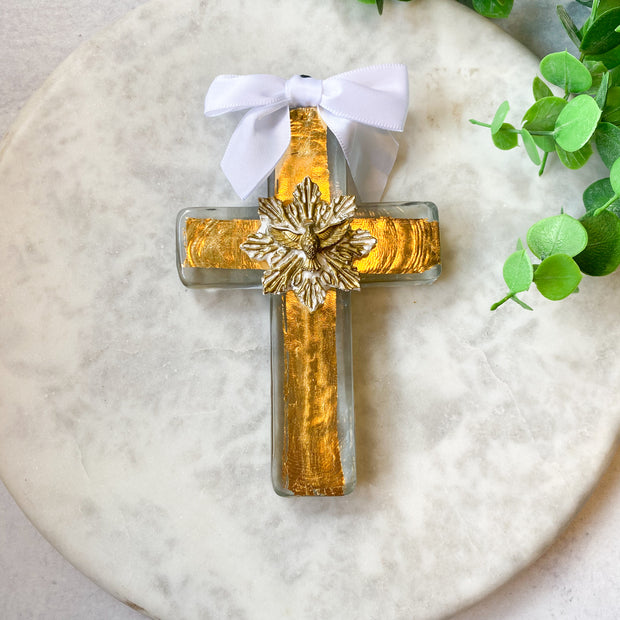 "Transparent Grace" Glass Gilded Hearts