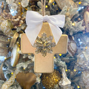 Gold Leaf Cross with Holy Spirit Ornament
