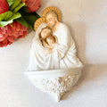 Holy Family Font, White/Gold, 9" Hand Painted Features