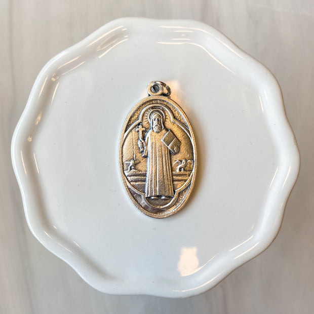 1.75" St. Benedict Medal in Antiqued Silver Finish