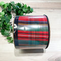 Faux Dupion Traditional Plaid (Red-Green), black-white small check back 4" x 10yds