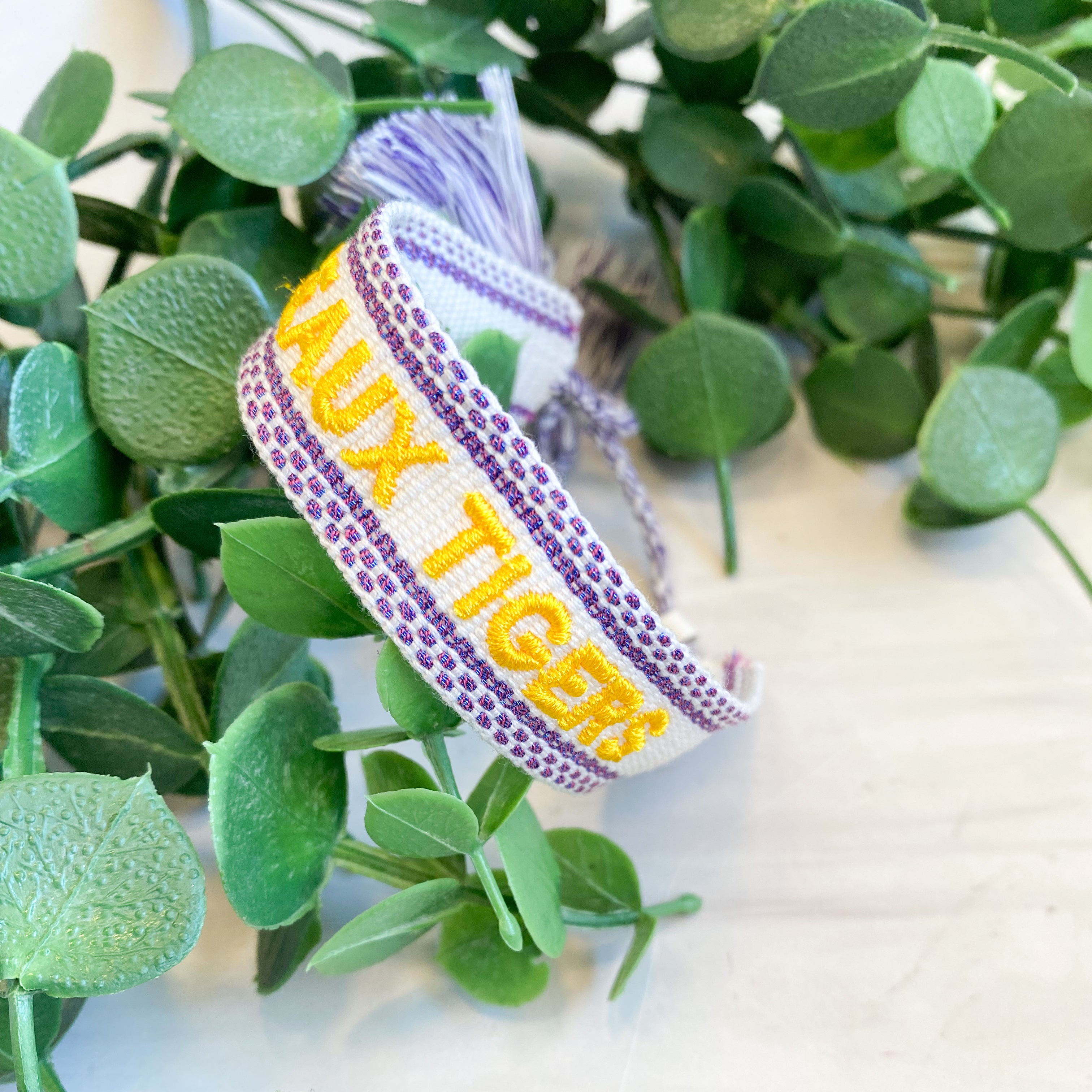 Geaux Tigers Embroidered Bracelet