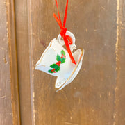 Porcelain Holiday Formal Tea Cup Ornaments, 3 Assorted