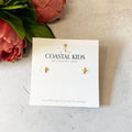 Coastal Kids Gold Medium Cross Earrings