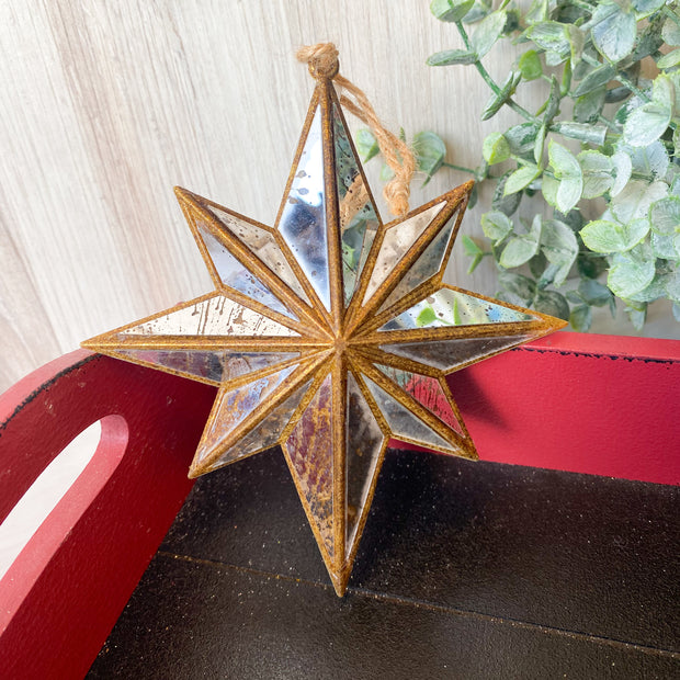 5.5" Distressed Mirrored Star Ornament