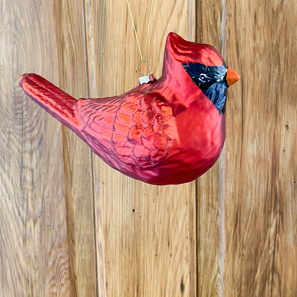 Red Glass Cardinal Ornament w/Red Glitter (2 Styles)