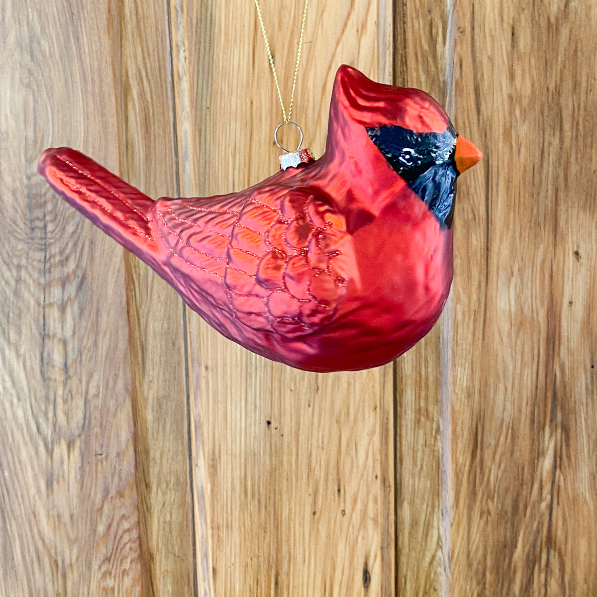 Red Glass Cardinal Ornament w/Red Glitter (2 Styles)