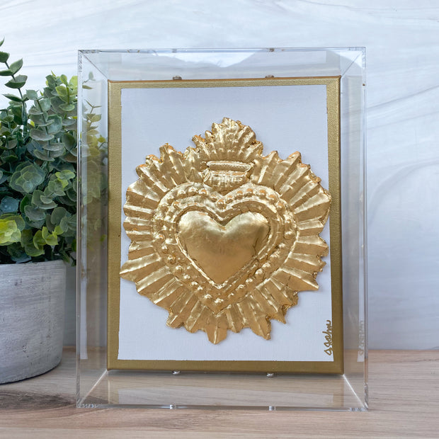 Gold Leaf Sacred Heart in Acrylic Frame