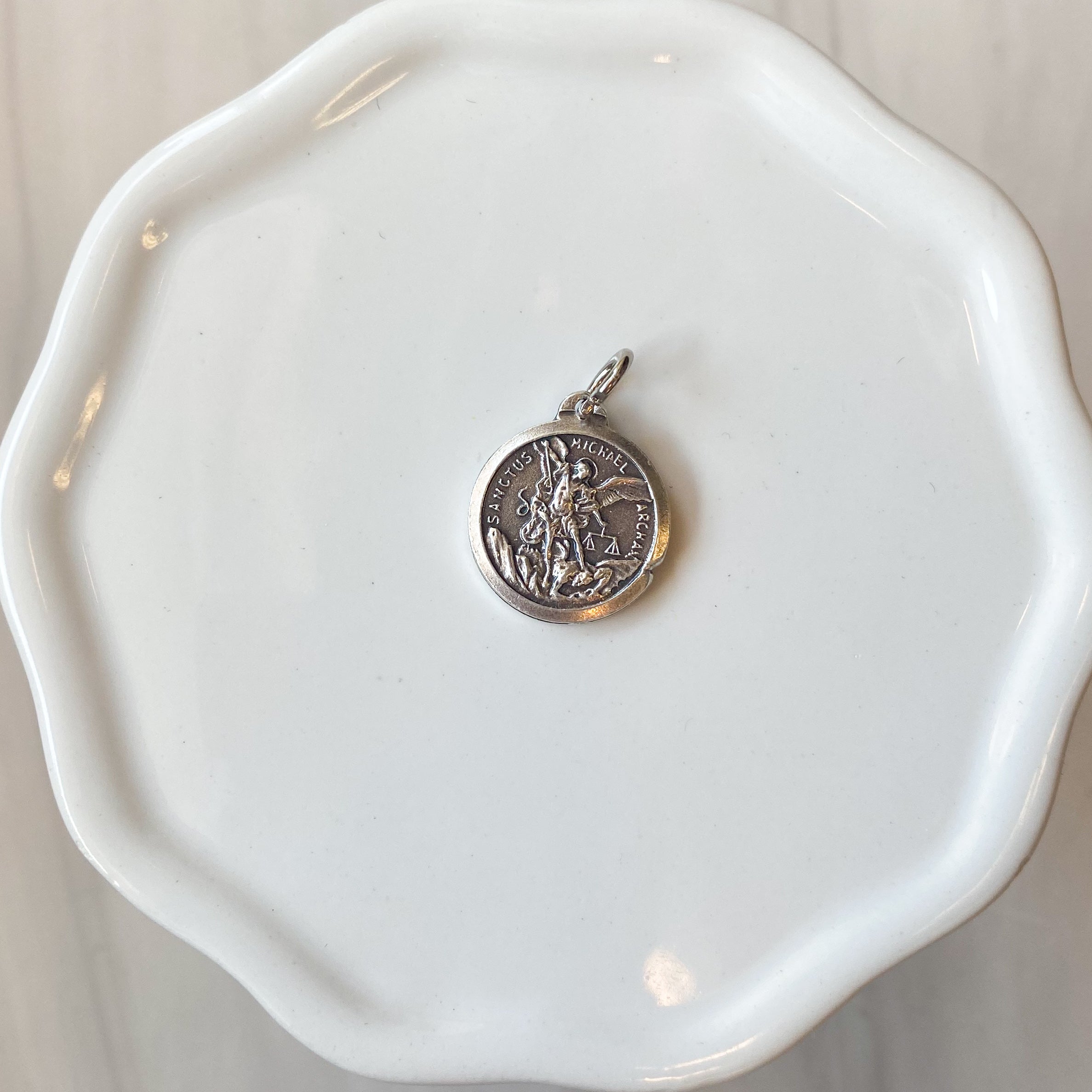 3/4" St. Michael Silver Oxidized Medal