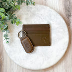 Duck Leather Embossed Slim Wallet Dark Brown 3.5x4