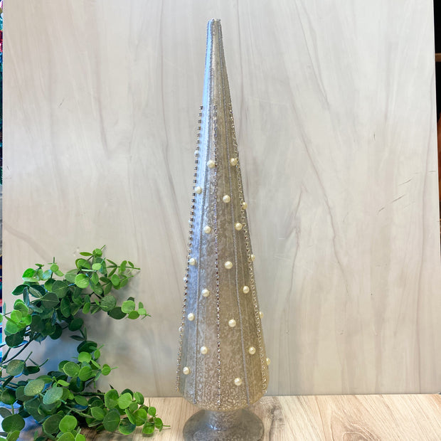 18" Silver Mercury Glass Pearl Trees