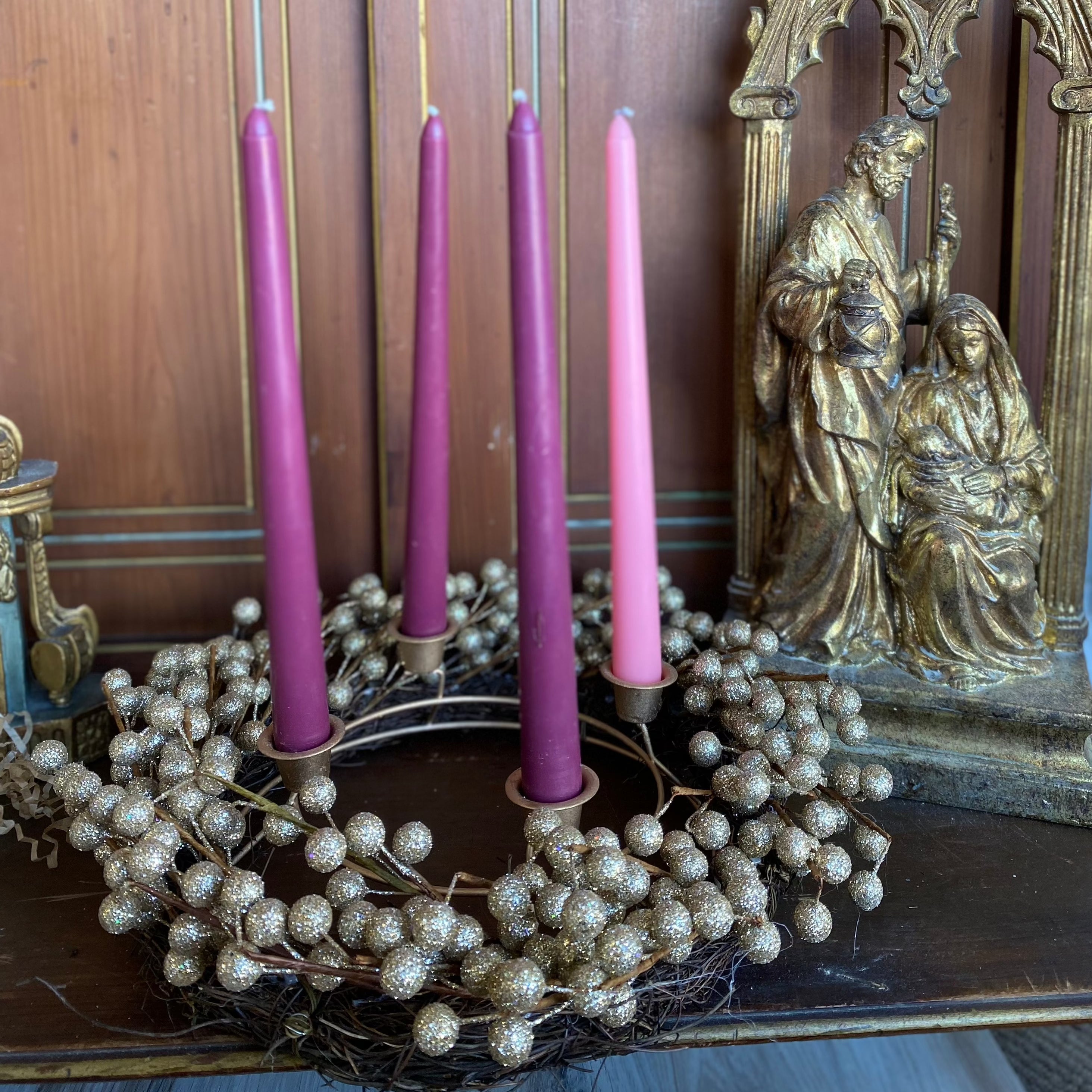 ADVENT WREATH 14in Champagne Berry