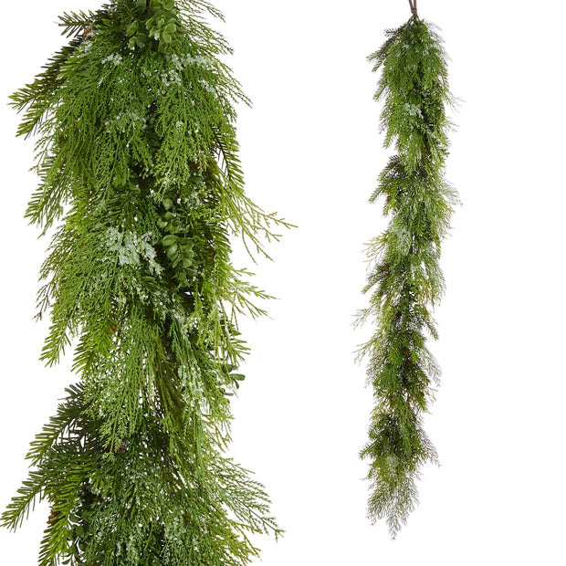 6" Iced Mixed Greenery Garland