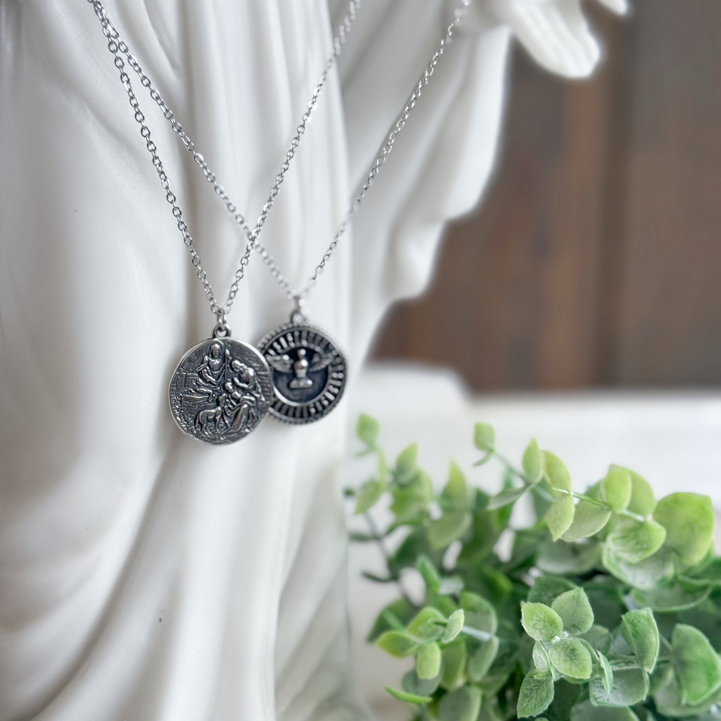 Holy Family/Holy Spirit Necklace-Silver