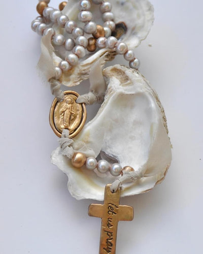 A-1387 Pearl and Bronze Rosary