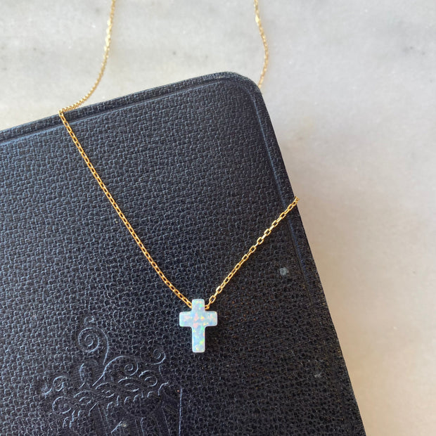 18K Gold Plated Shimmer Hanging Cross Necklace