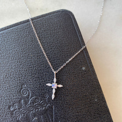 SS Marquee CZ Cross Necklace