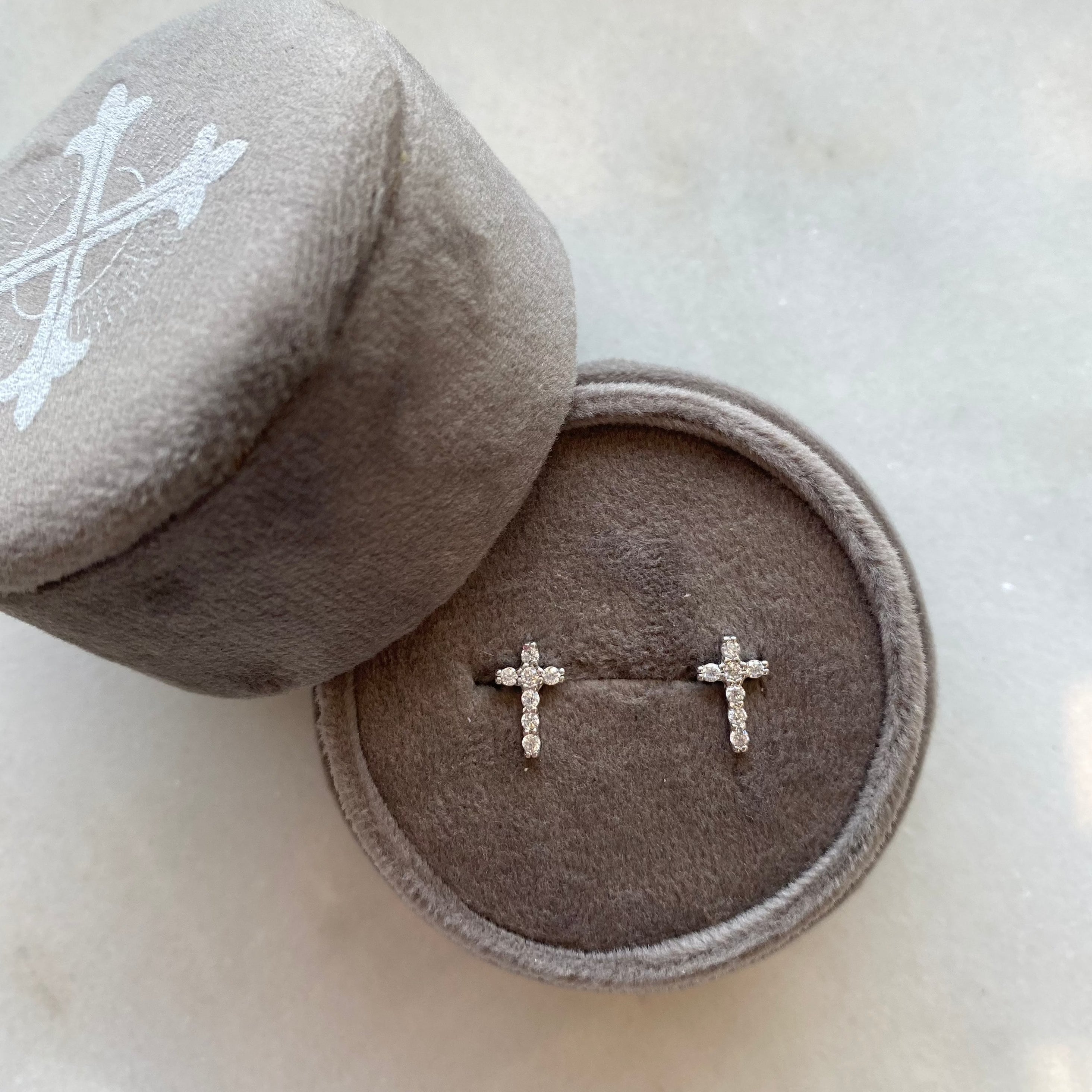 SS CZ Cross Earrings Medium