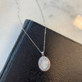 Sterling SIlver Mother of Pearl Our Lady of Guadalupe Necklace with CZ Border