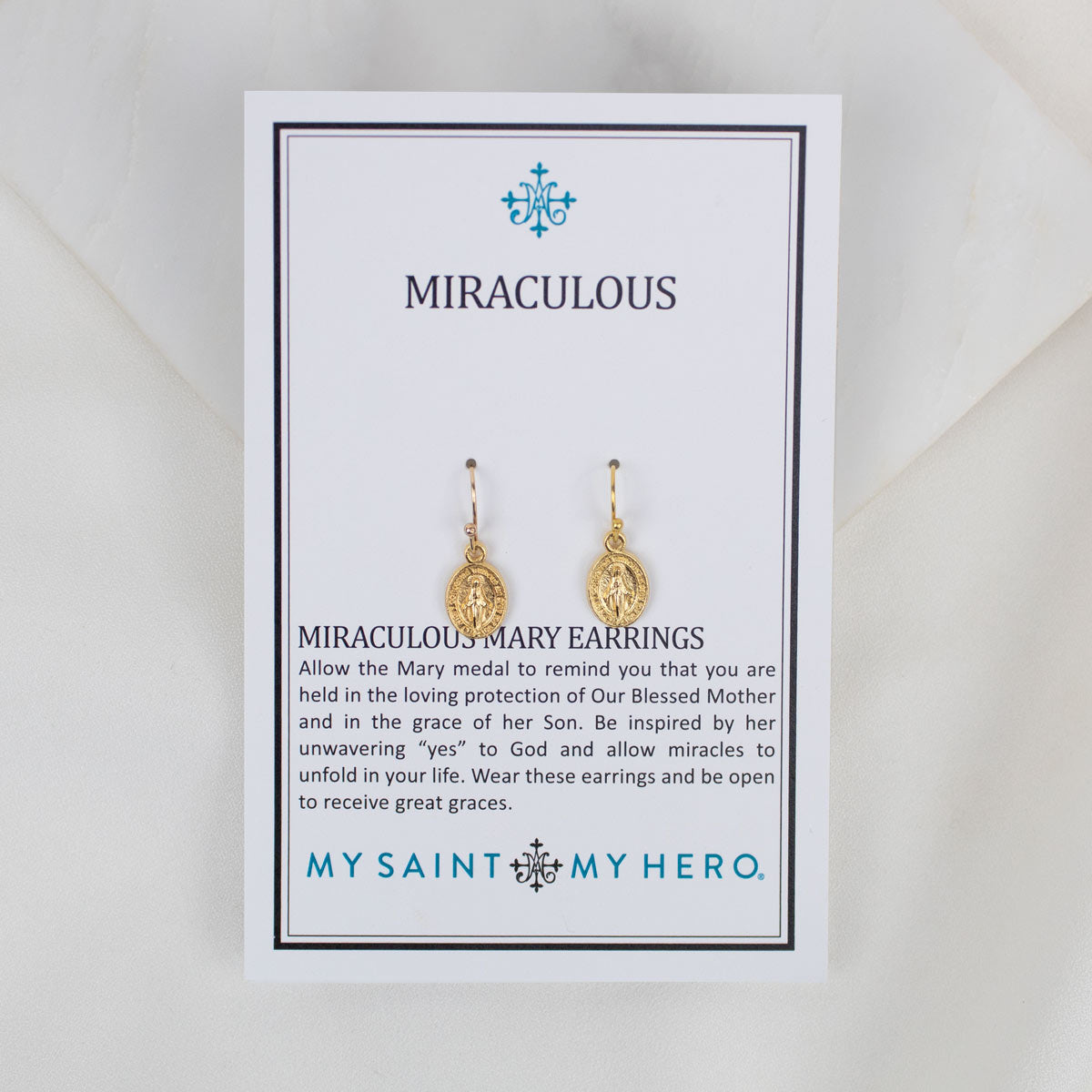 Miraculous Medal Earrings Gold