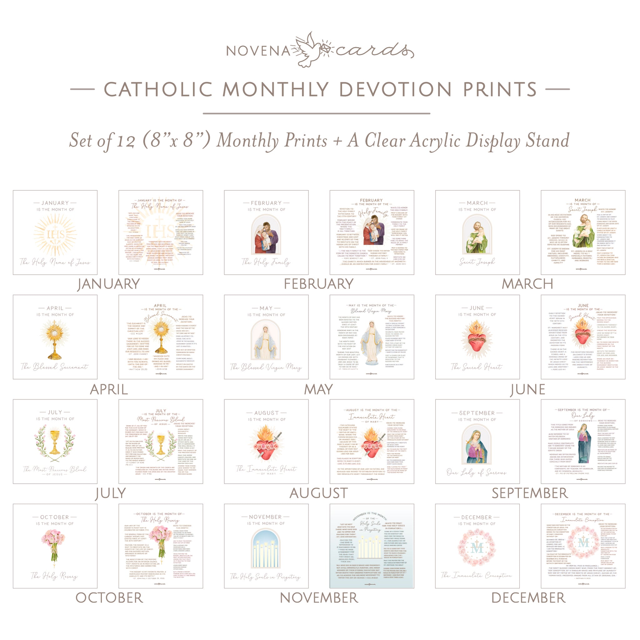Catholic Monthly Devotion Prints