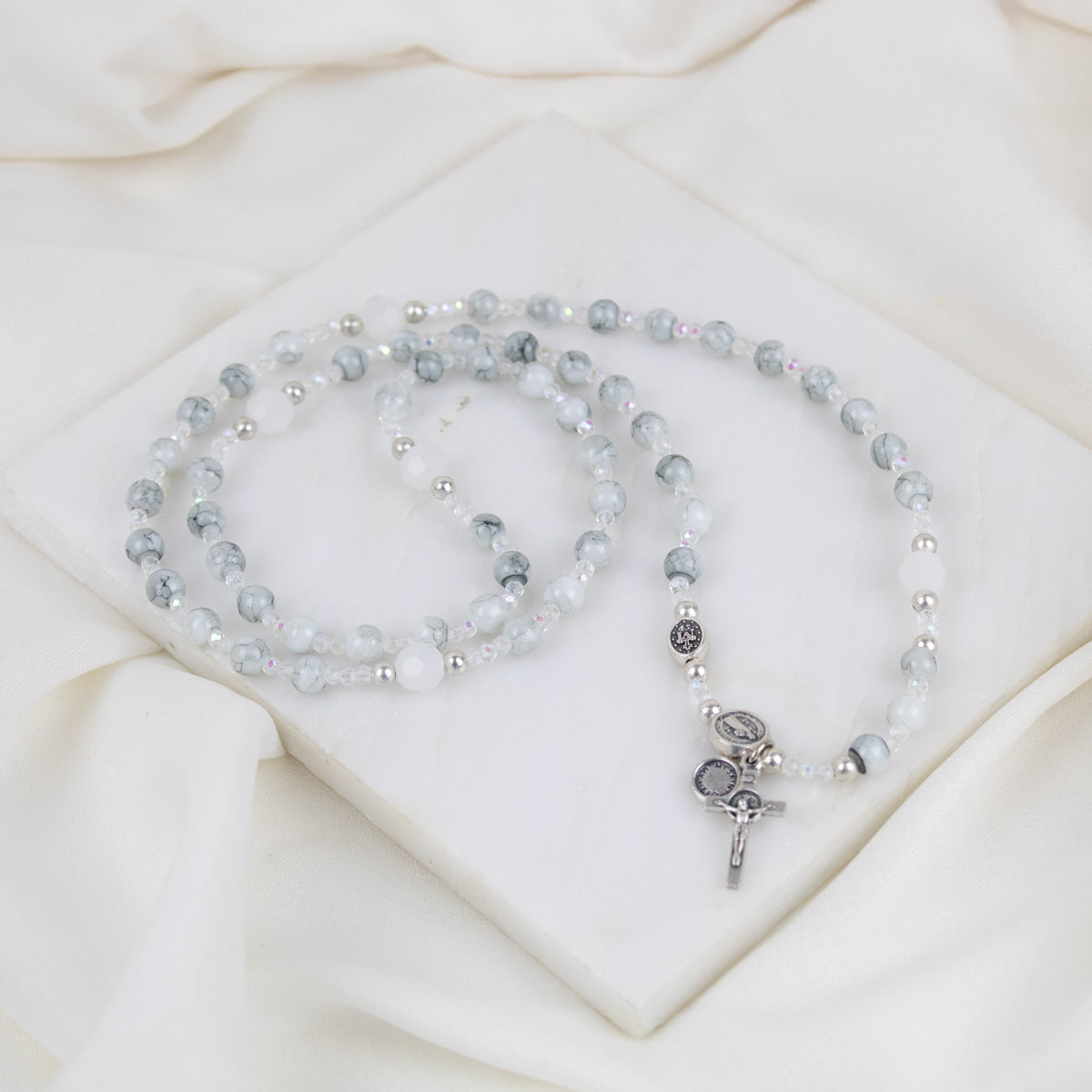 Miracles Rosary Wrap - Silver