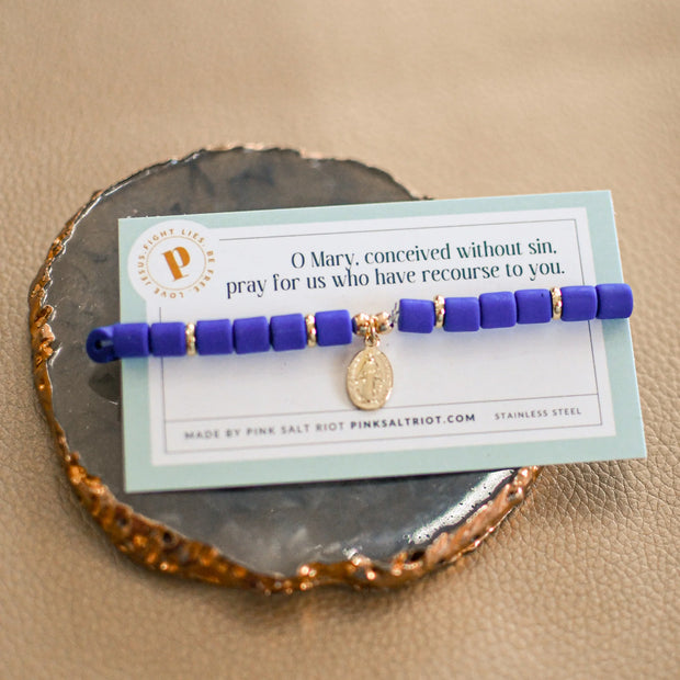 Royal Blue Miraculous Medal Bracelet
