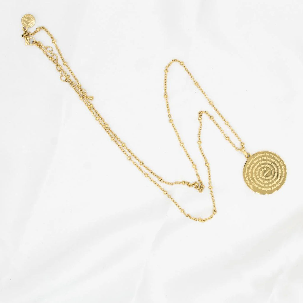 Our Father Prayer Necklace Gold