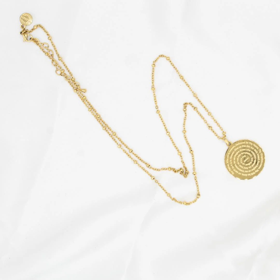 Our Father Prayer Necklace Gold