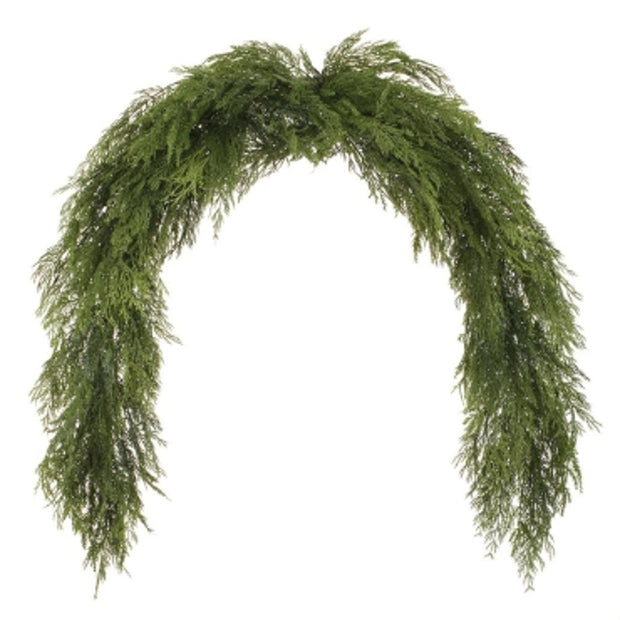 6' Glittered Ultra Deluxe Mixed Cedar Garland Green