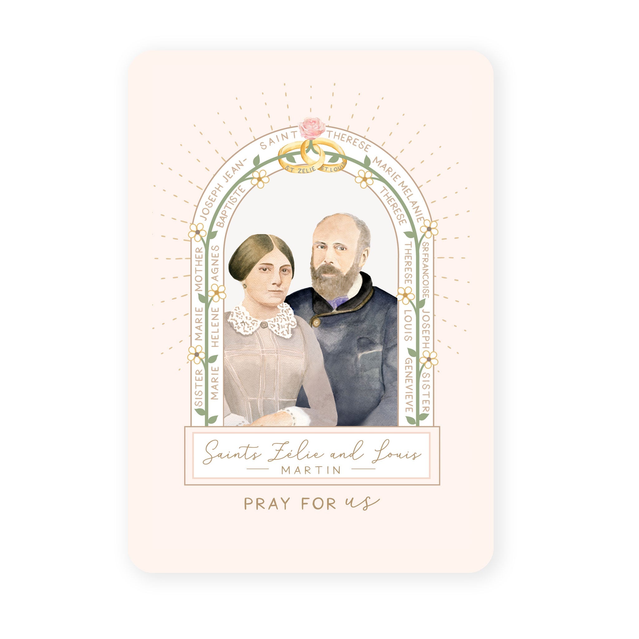 Sts. Zelie and Louis Martin Prayer Card | Beige - Single Card