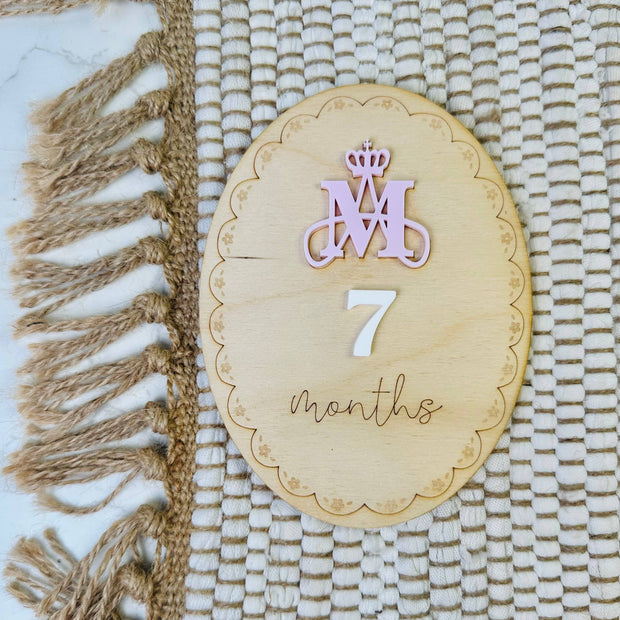 Auspice Maria Catholic Baby Monthly Milestone Card