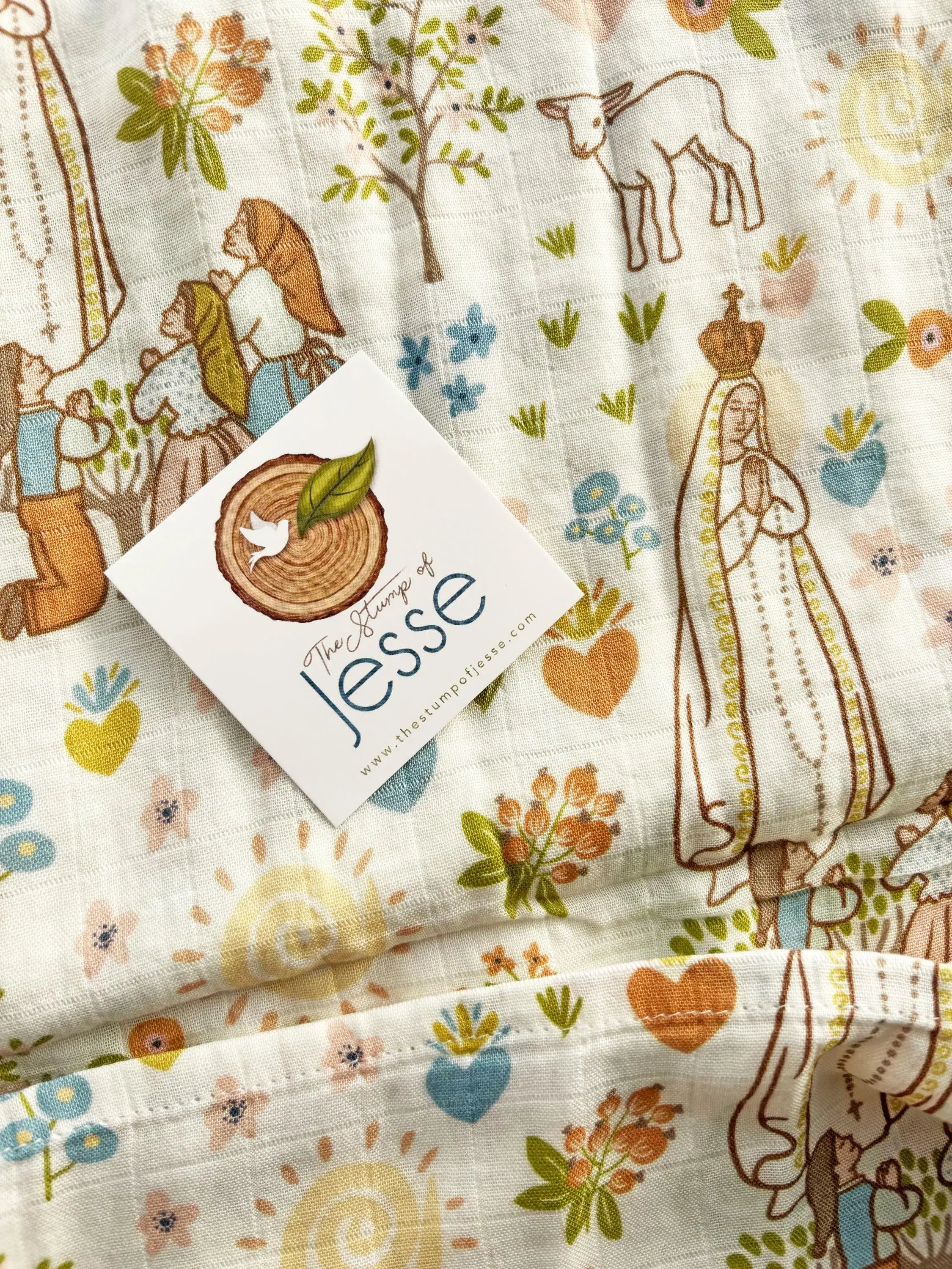 Our Lady of Fatima Muslin Deluxe Swaddle I Catholic Gift 