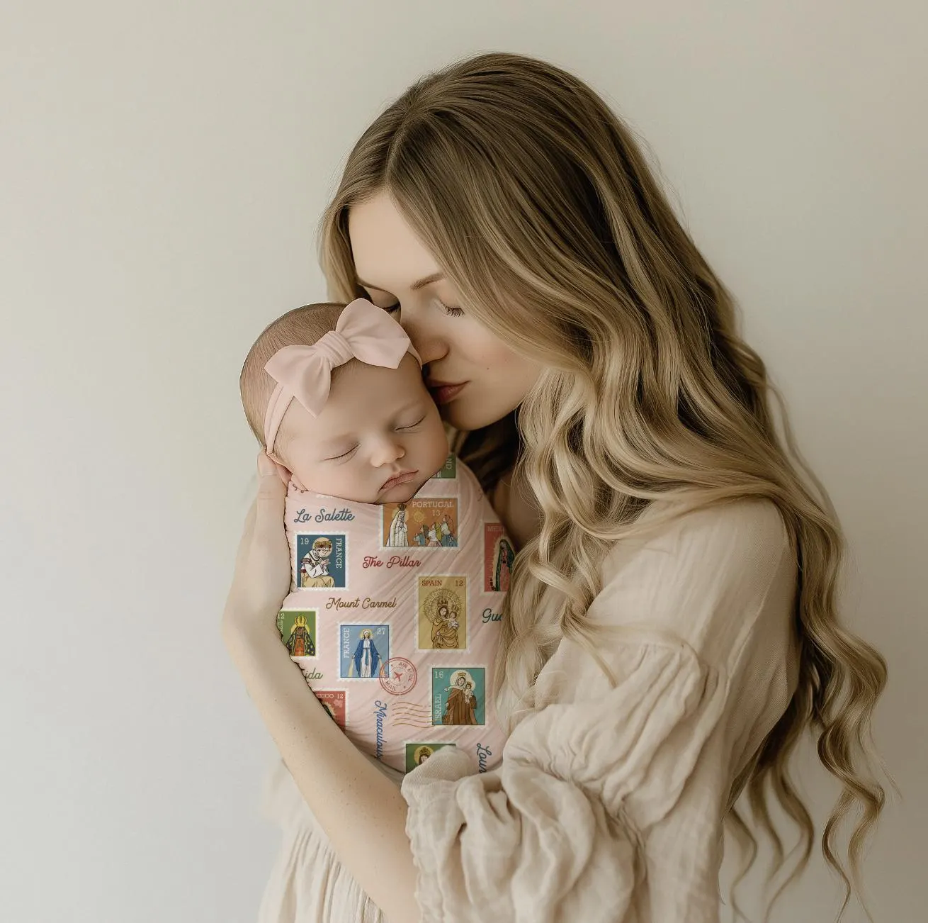 Ave Maria Post Pink Bamboo Muslin Swaddle