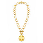 Heirloom Circle Loop Necklace with Matte Gold Lord's Prayer