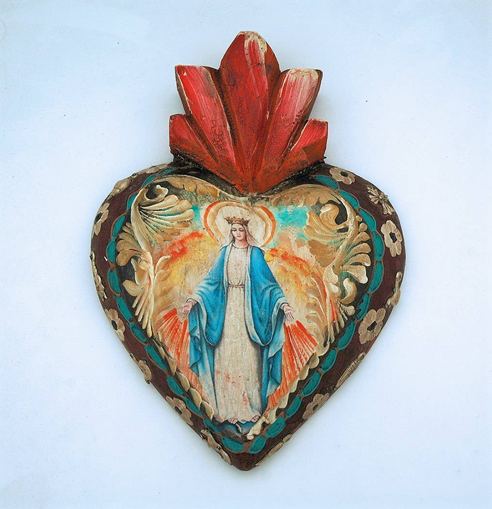 MXH4GR - Mexican Handcrafted Wooden Heart Decor