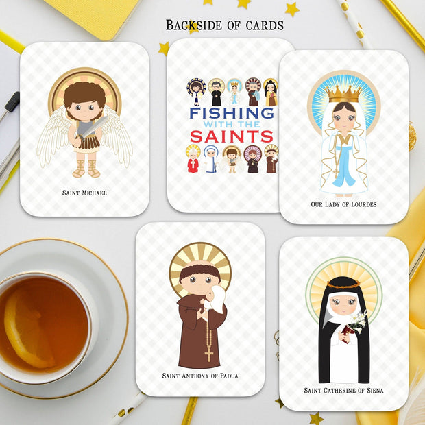 Fishing with the Saints Game Card Set. Set of 48 (12 saints) Saint Matching Game. First Communion Gift. Baptism Gift. Catholic Gift.