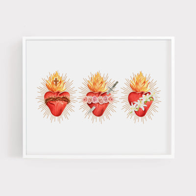 Three Hearts of the Holy Family | Art Print Home & Decor Crossroads Collective