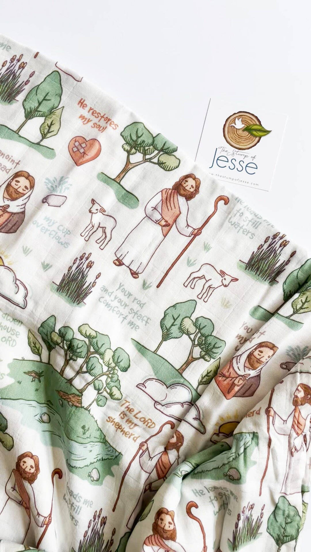 The Good Shepherd Muslin Deluxe Swaddle I Catholic Gift